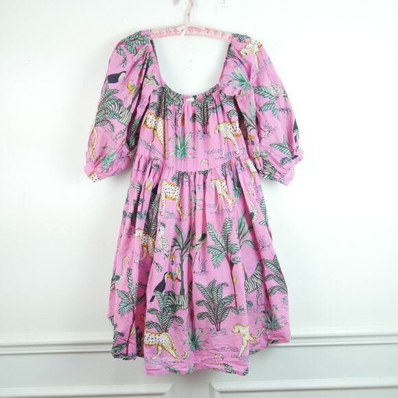 Darlington Isle Dresses & Skirts - Darlington Isle Large Cayman Brac Dress Pink Babydoll Jungle Print Resort Cotton